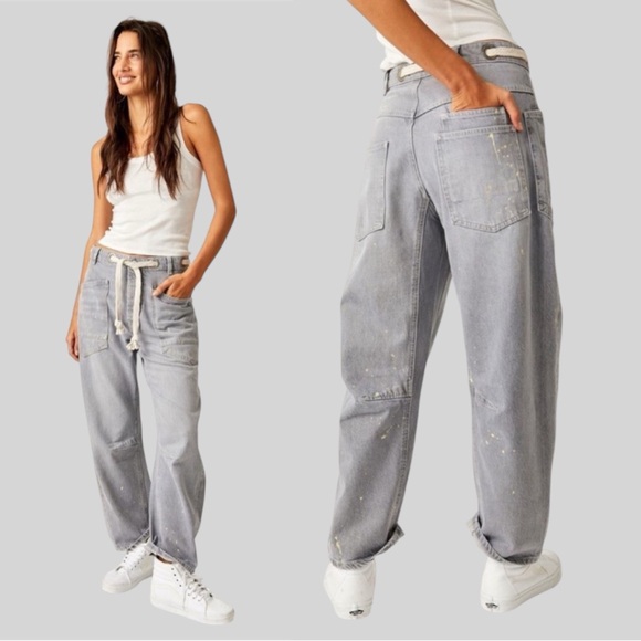 NWT Free People We The Free Moxie Jeans In Little Darlin Grey - Picture 5 of 16